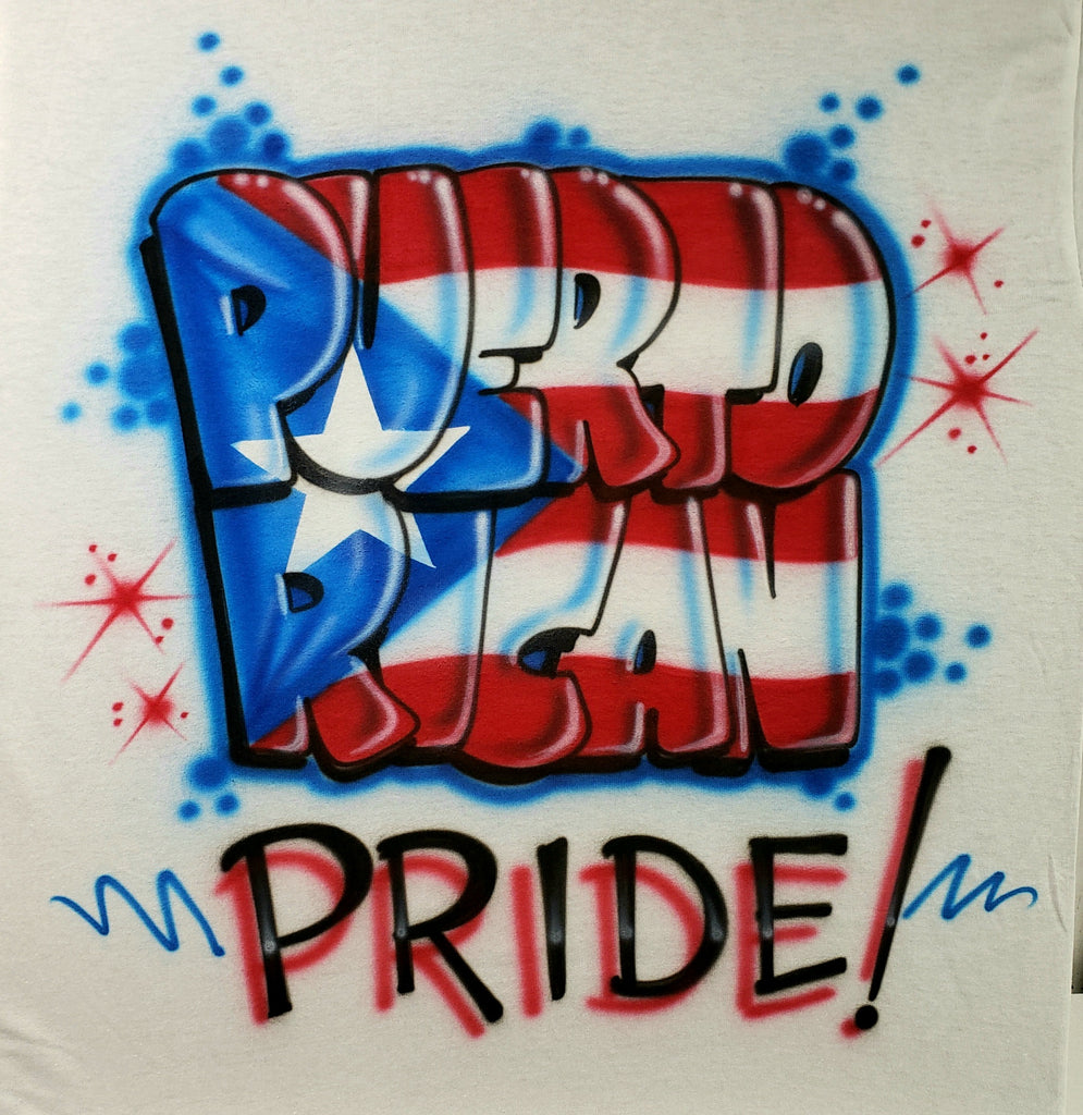 Puerto Rican Pride Custom Airbrushed Shirt