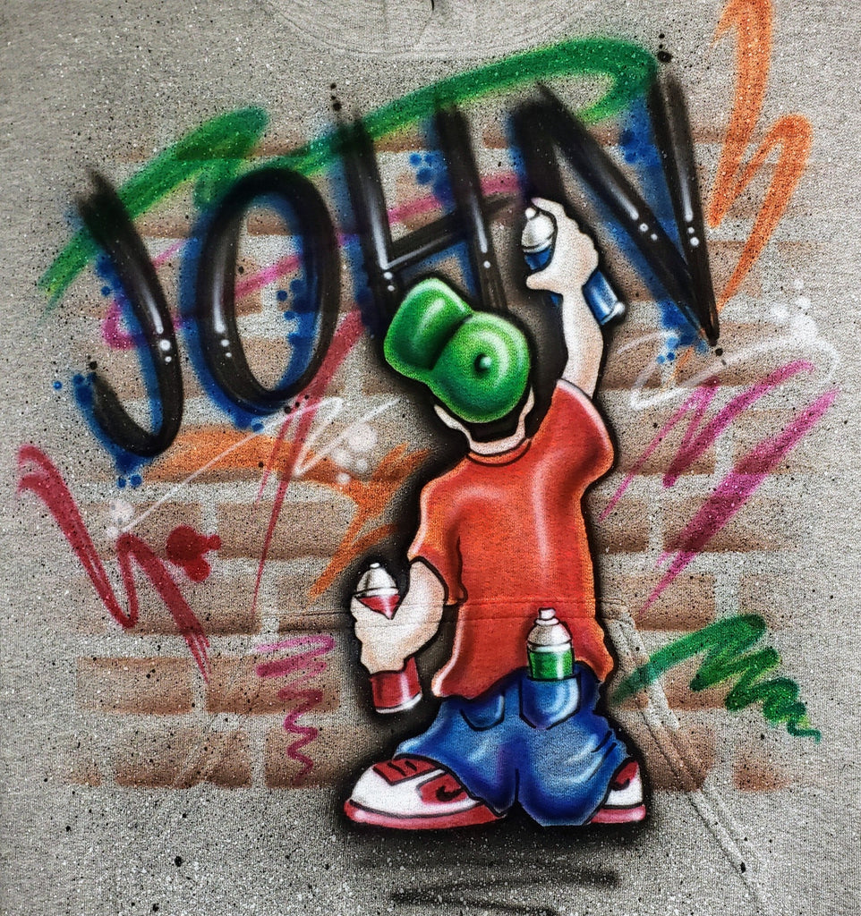 Graffiti Artist & Brick Wall Personalized Airbrush Shirt