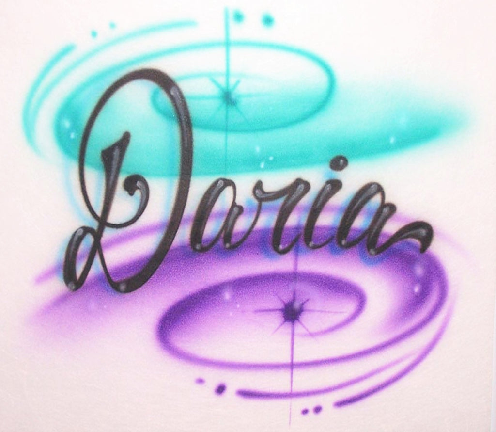 Stars & Script Swirls Custom Airbrush Name Shirt