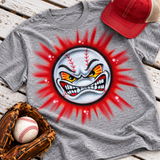 Angry Baseball Face Airbrush Shirt — Game-Day Attitude