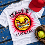 Angry Softball Face Team Shirt — Personalized Airbrush