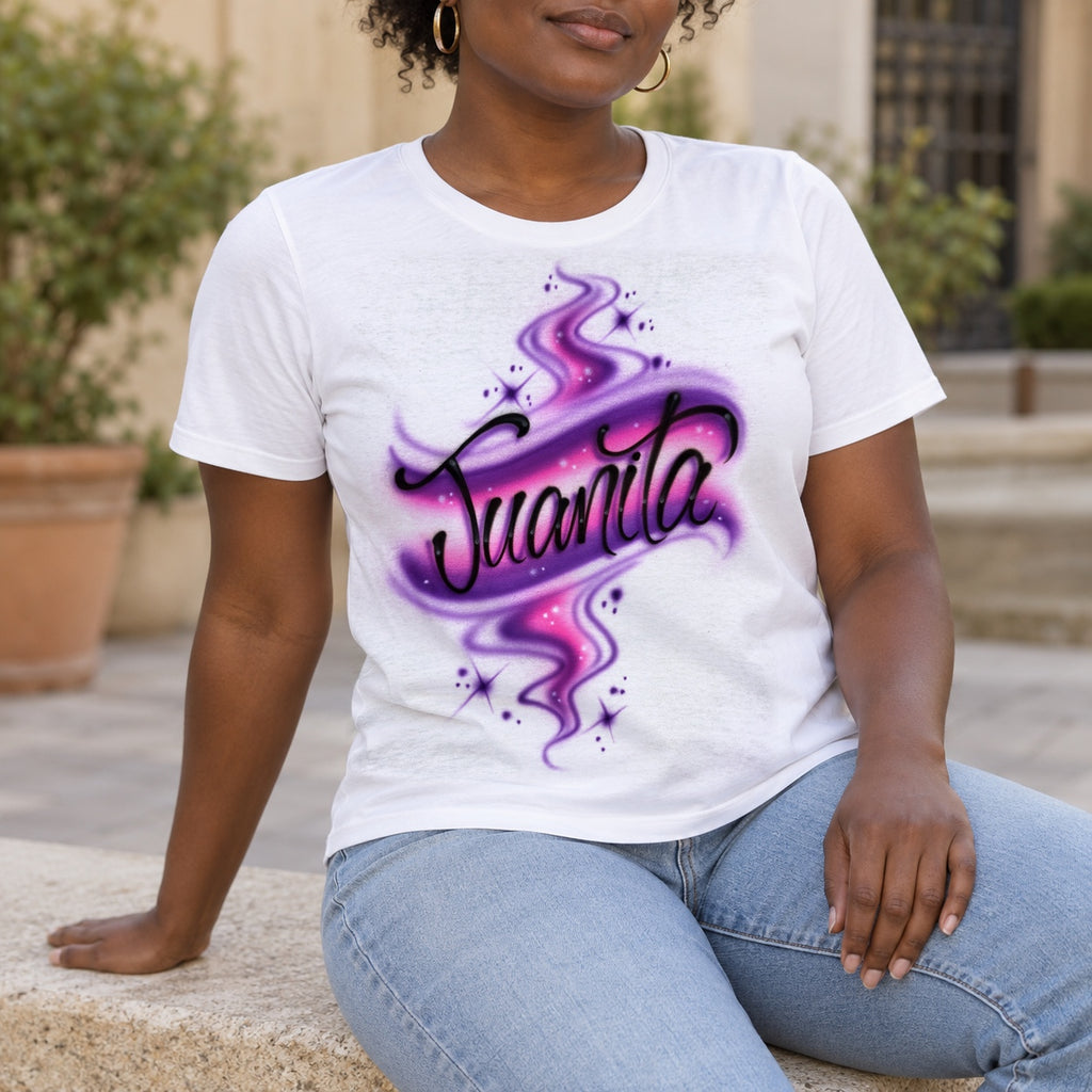 Flowing Script & Swirls Hand-Painted Name Shirt