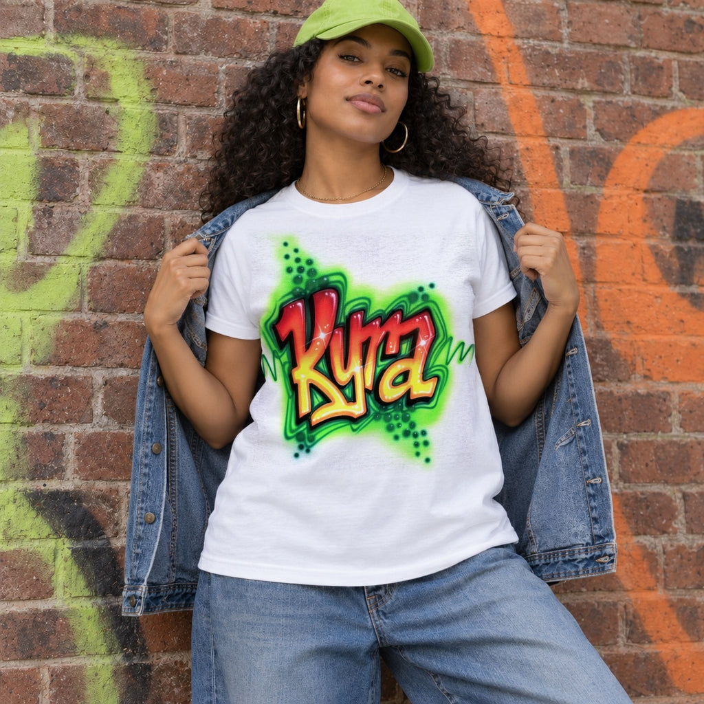 Neon Freestyle Graffiti Airbrushed Name Shirt