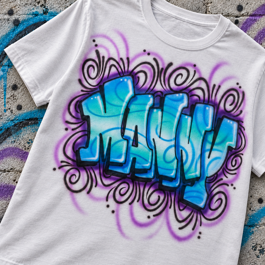 Layered Freestyle Graffiti Custom Name Shirt