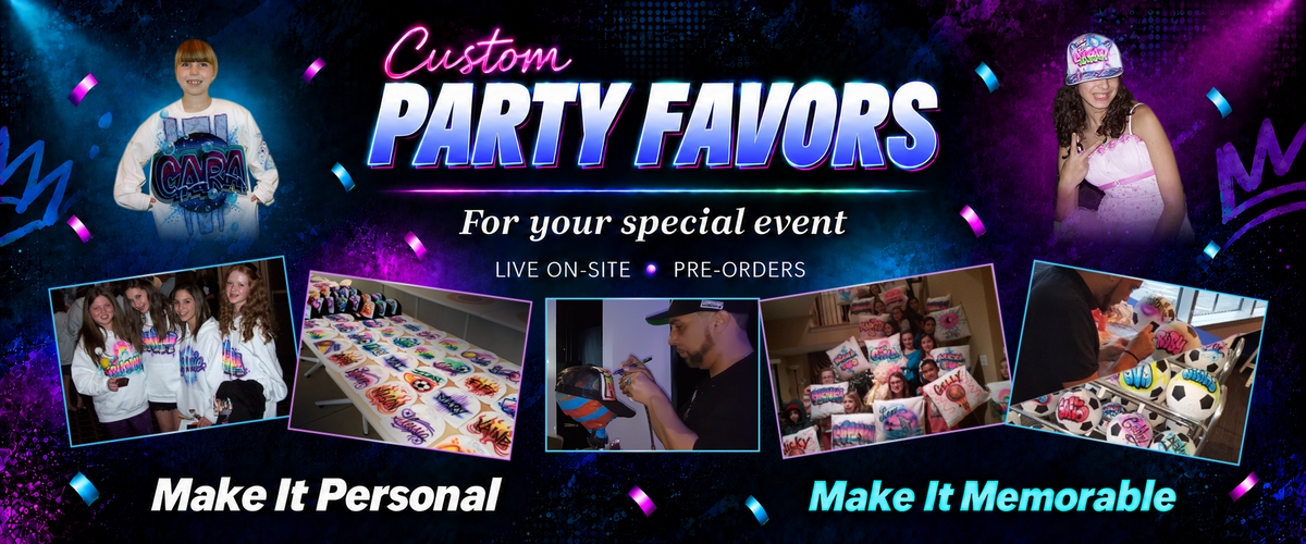 Custom airbrush party favors
