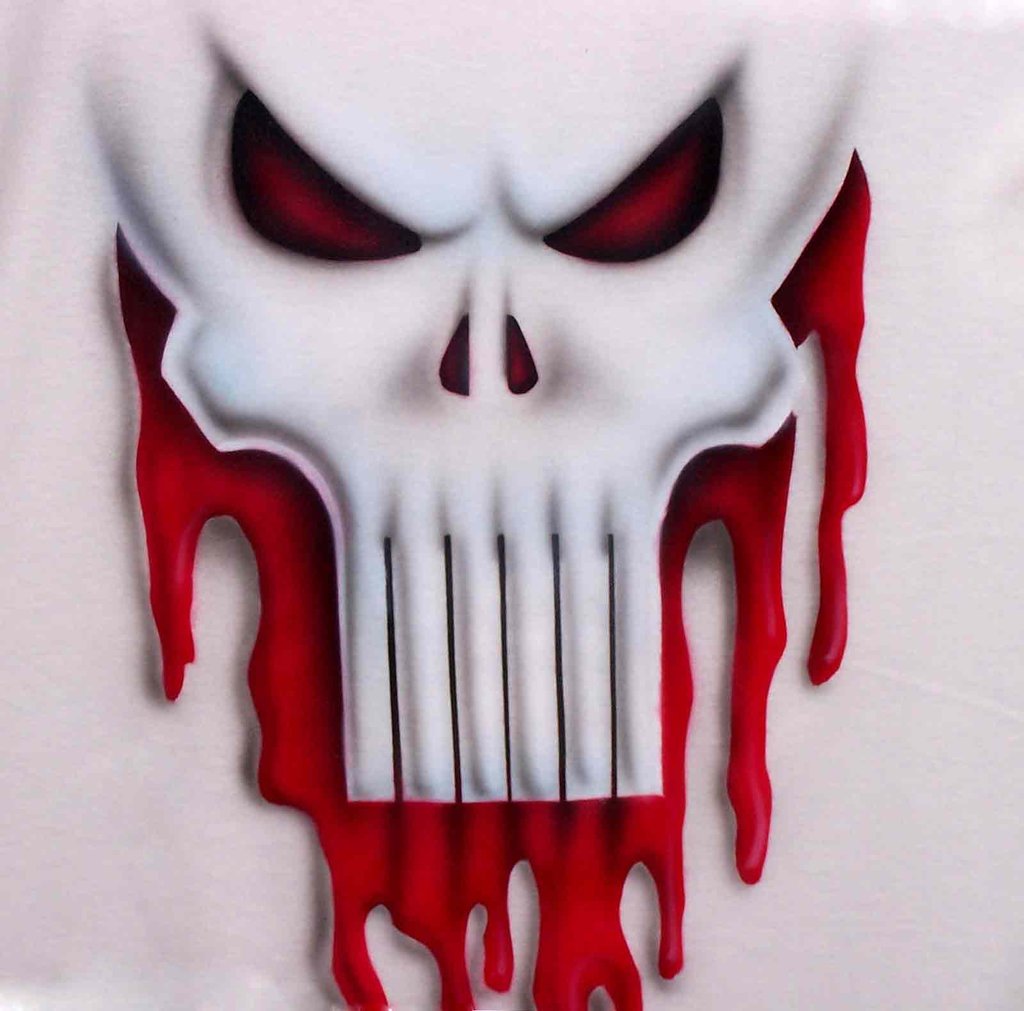 Ghost Skull & Drips Shirt — Hand Airbrushed