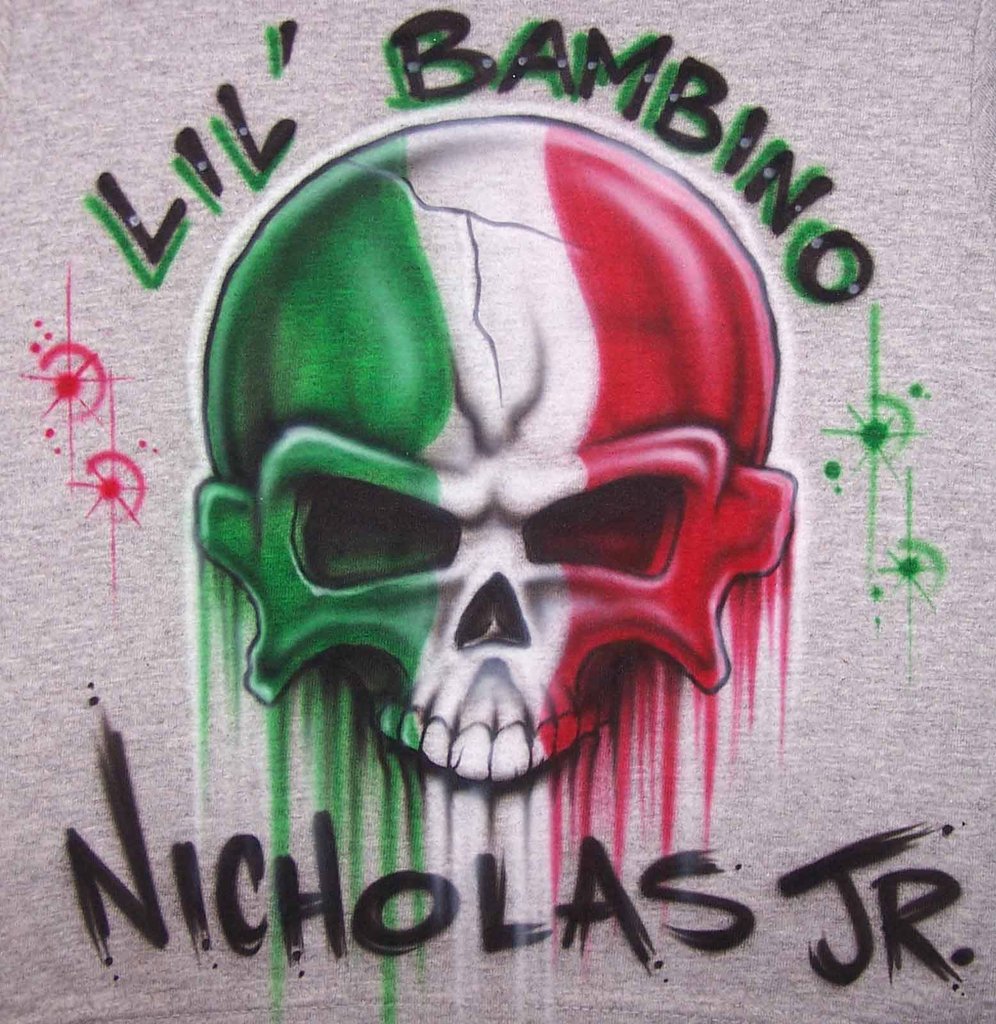 Italian Flag Skull Name Shirt — Your Flag & Colors