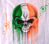 Irish Flag Skull Name Shirt — Your Flag & Colors — hand-airbrushed sample artwork.