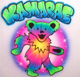 Dancing Bear Name Shirt — Tie-Dye Airbrush Colors — hand-airbrushed sample artwork.