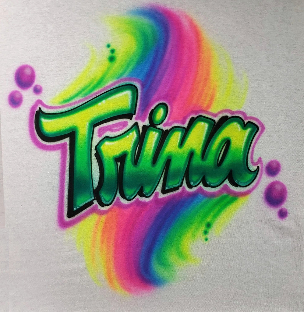 Rainbow Swirl Airbrush Shirt with Custom Block Script
