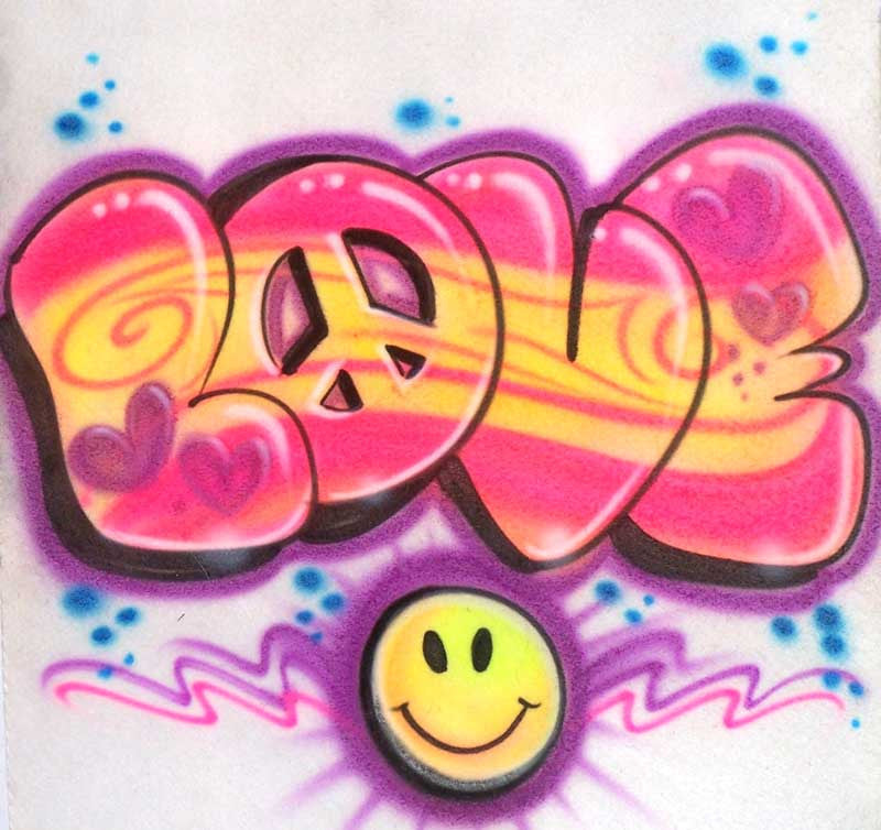 Love and smiley face design airbrushed shirt