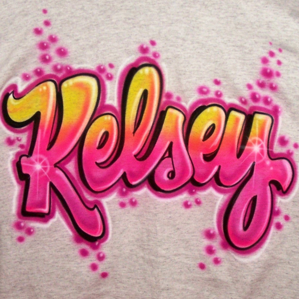Custom Airbrushed Bubble Script Shirt with Any Name or Colors!