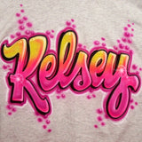 Airbrushed Neon Pink bubble Script Personalized T shirt & sweatshirt