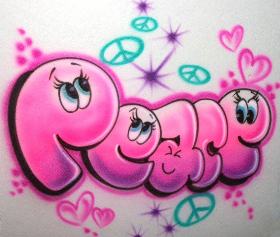 Cute Smiling Peace with Eyes Airbrushed Design for Your Shirt