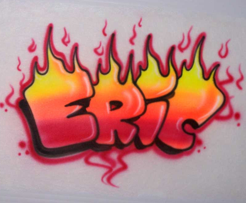 Airbrushed Name on Fire Personalized Shirt