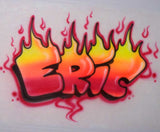 Airbrush flame letters personalized shirt