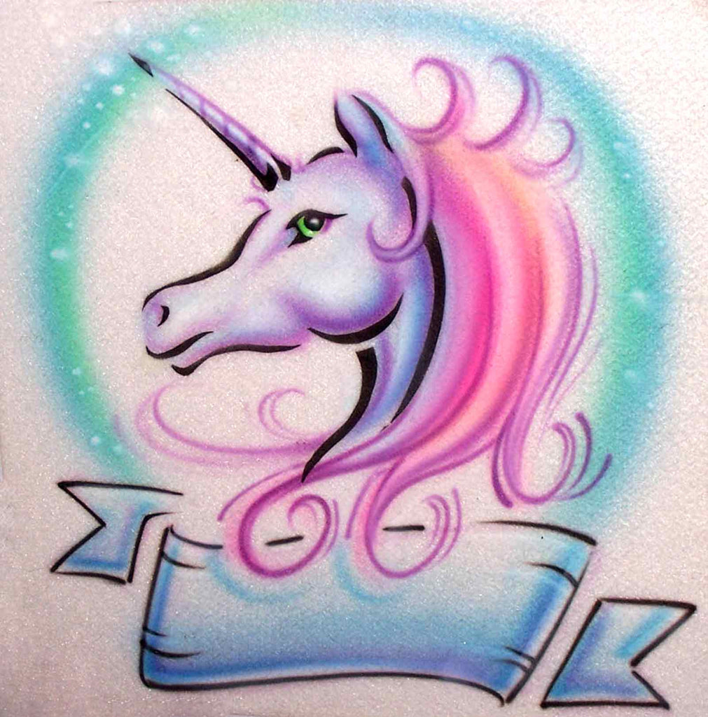 Stenciled Unicorn Airbrush Image on Your Personalized Shirt