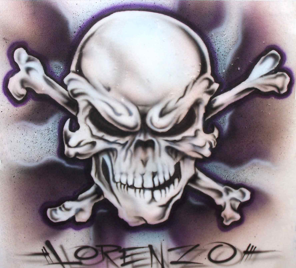 Airbrushed Mean Skull & Bones with Smoked Background