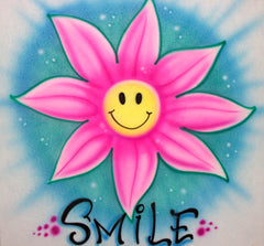 Flower & happy face airbrushed t-shirt