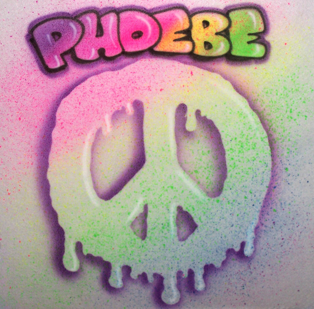 Rainbow Color Peace Sign & Bubble letter Name Design