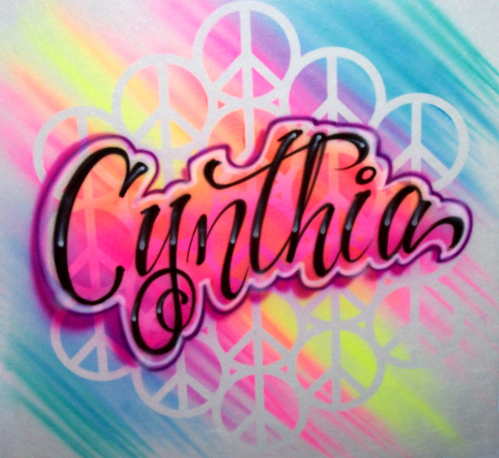 Peace Signs & Color Splash Airbrushed Shirt with Any Name