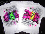 Airbrush Party Graffiti Brick Wall Name T-shirt 