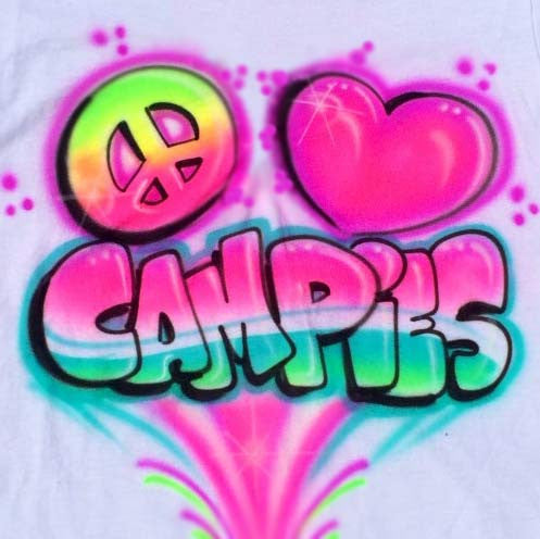 Airbrushed peace love campies shirt