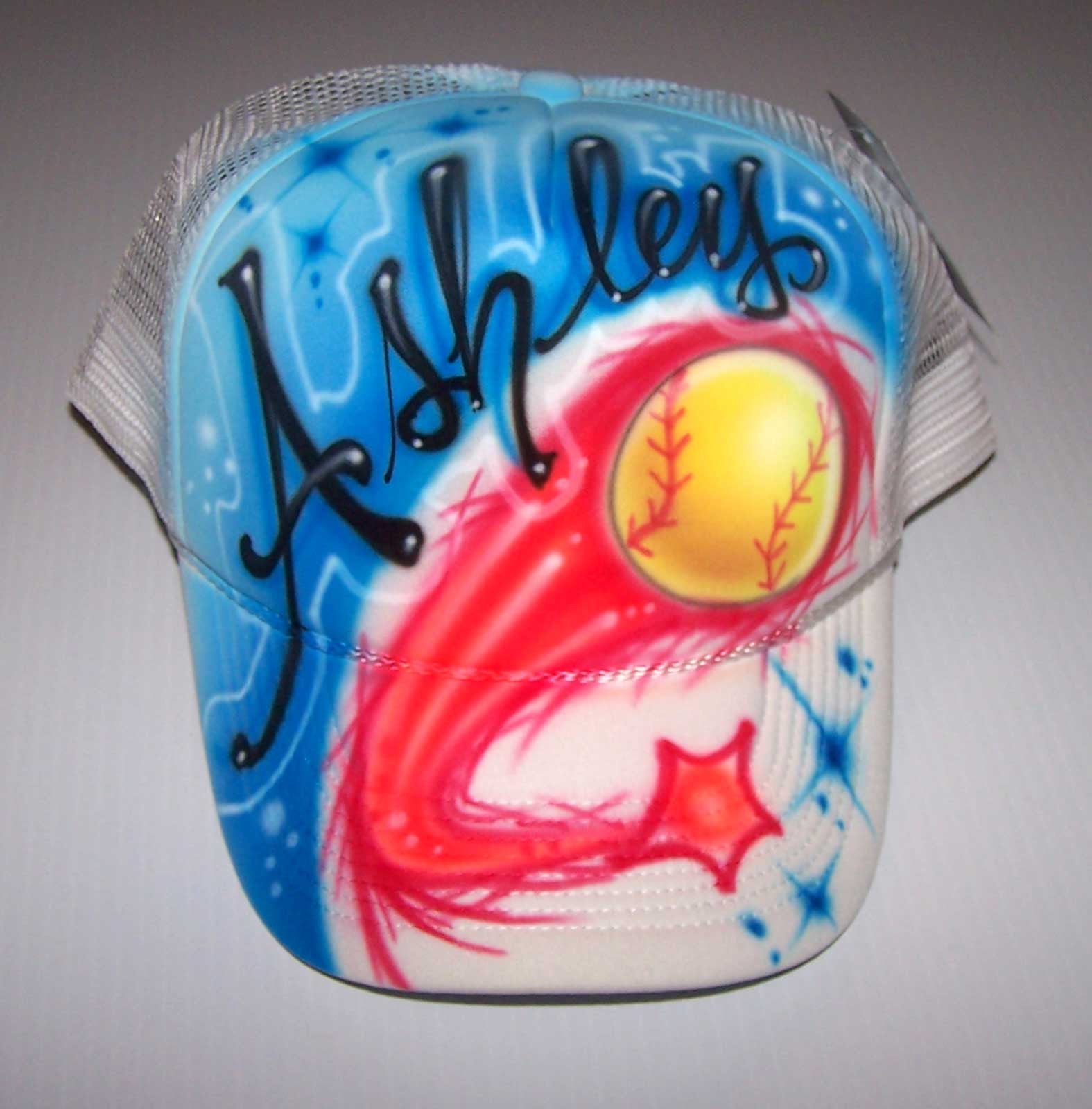 Softball Trucker Hat Airbrushed and Personalized With Any Name