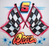 Airbrushed Checkered Flag Personalized Racing T-Shirt 