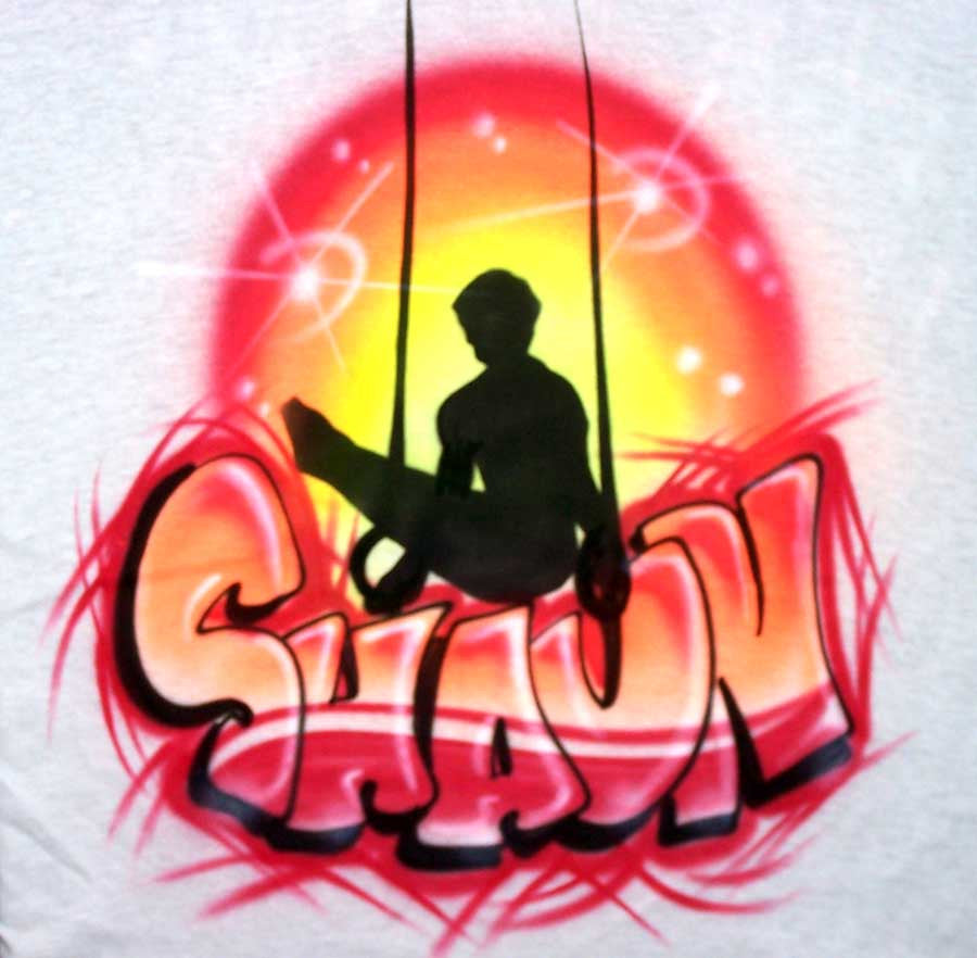 Airbrushed Gymnast Silhouette With Still Rings Shirt Design