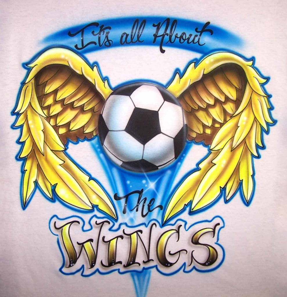 Custom Airbrushed Soccer Ball & Wings Personalized Shirt