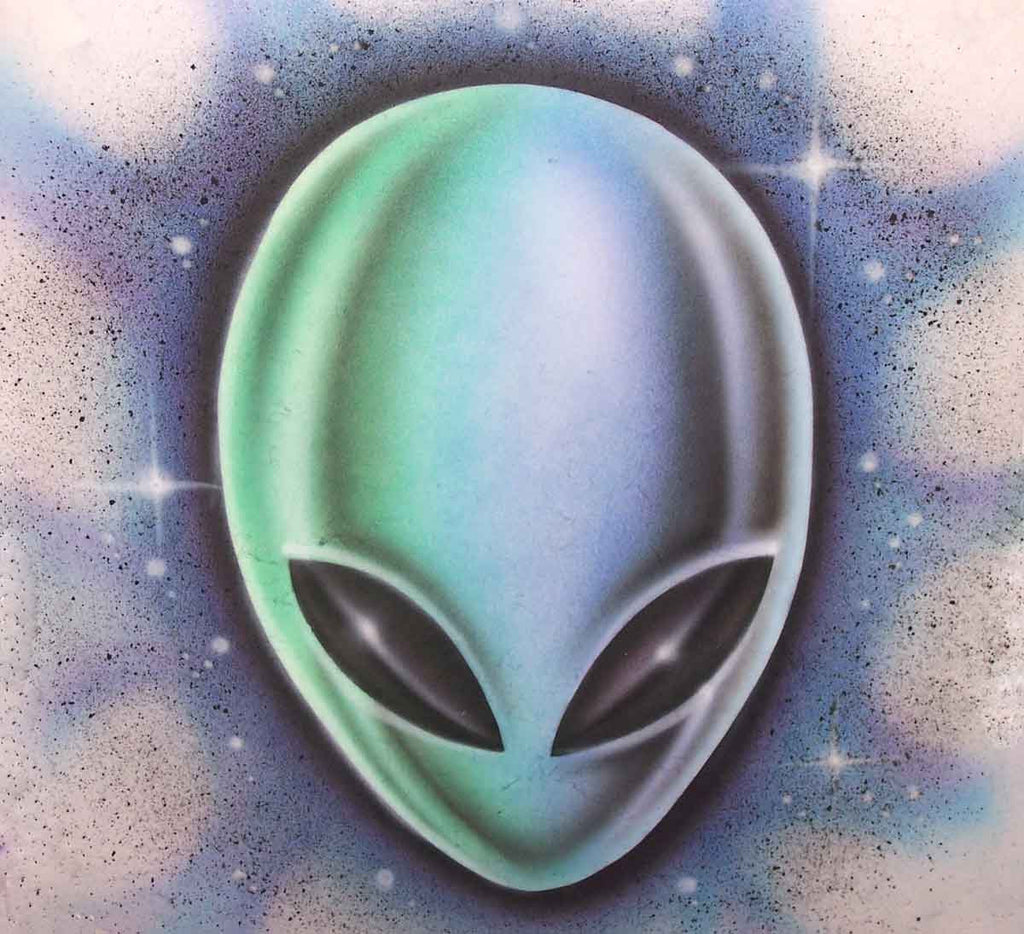 Alien Space Face & Stars Custom Airbrushed Shirt