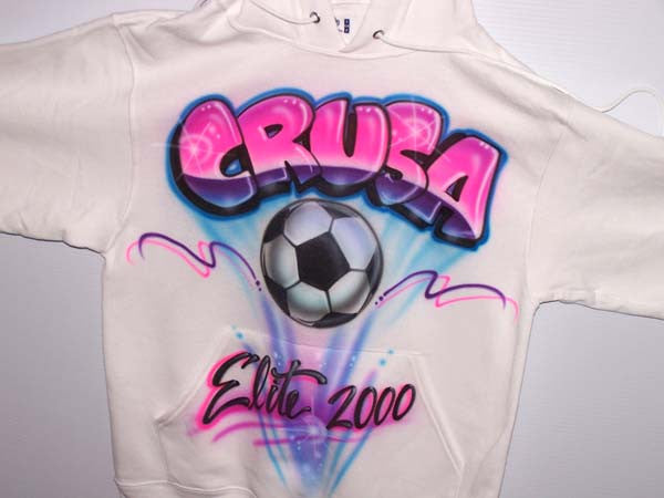 Airbrushed 2 Sided Soccer Sweatshirt with Player # on the Back