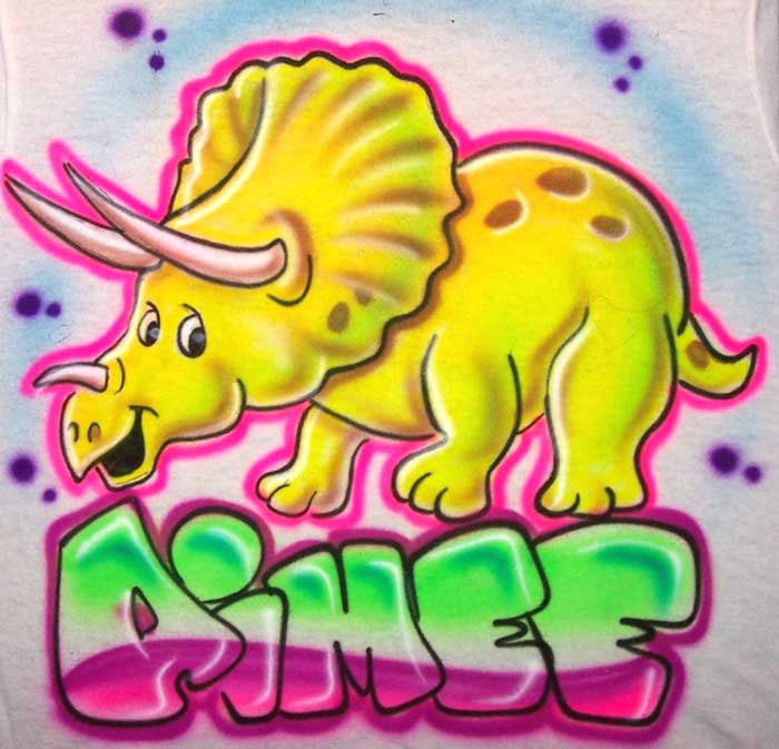 Triceratop Dinosaur Airbrushed & Personalized Shirt Design
