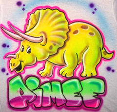 Airbrush cartoon triceratop personalized shirt