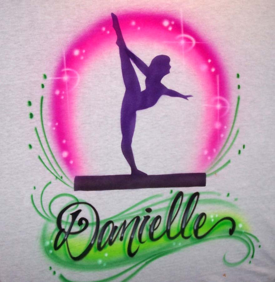 Airbrushed Gymnast on Balance Beam Personalized Shirt Design