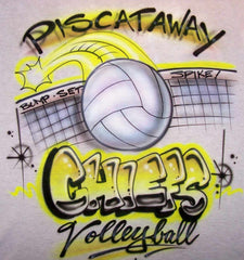 Airbrushed volleyball t shirt personalized team design