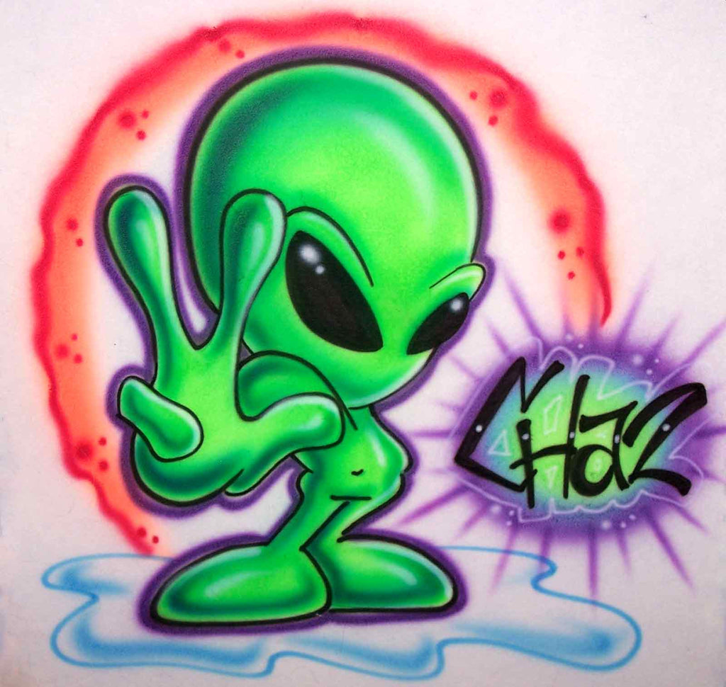 Airbrushed Cool Alien Shirt Personalized with Any Name