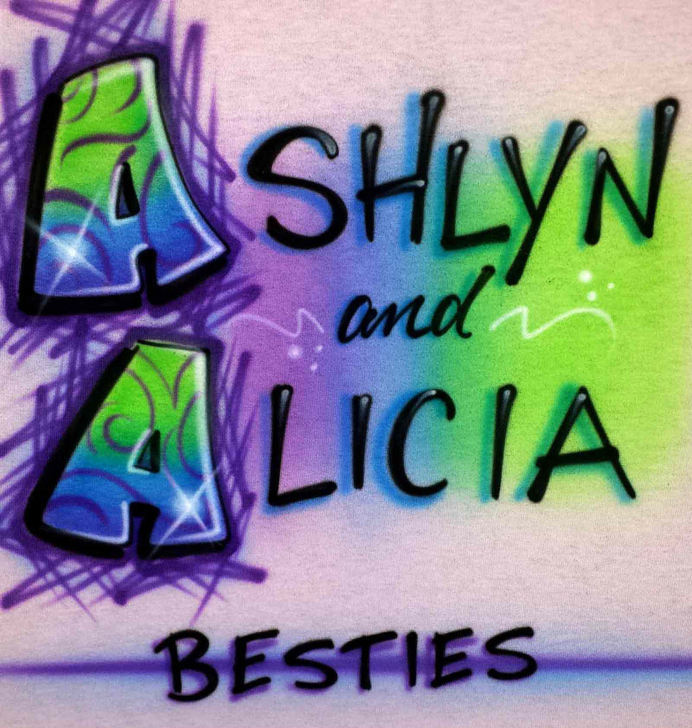 Airbrushed Besties BFF Personalized Friends Double Name Shirt