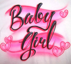 Baby Girl with hearts Airbrushed Tee or Sweatshirt
