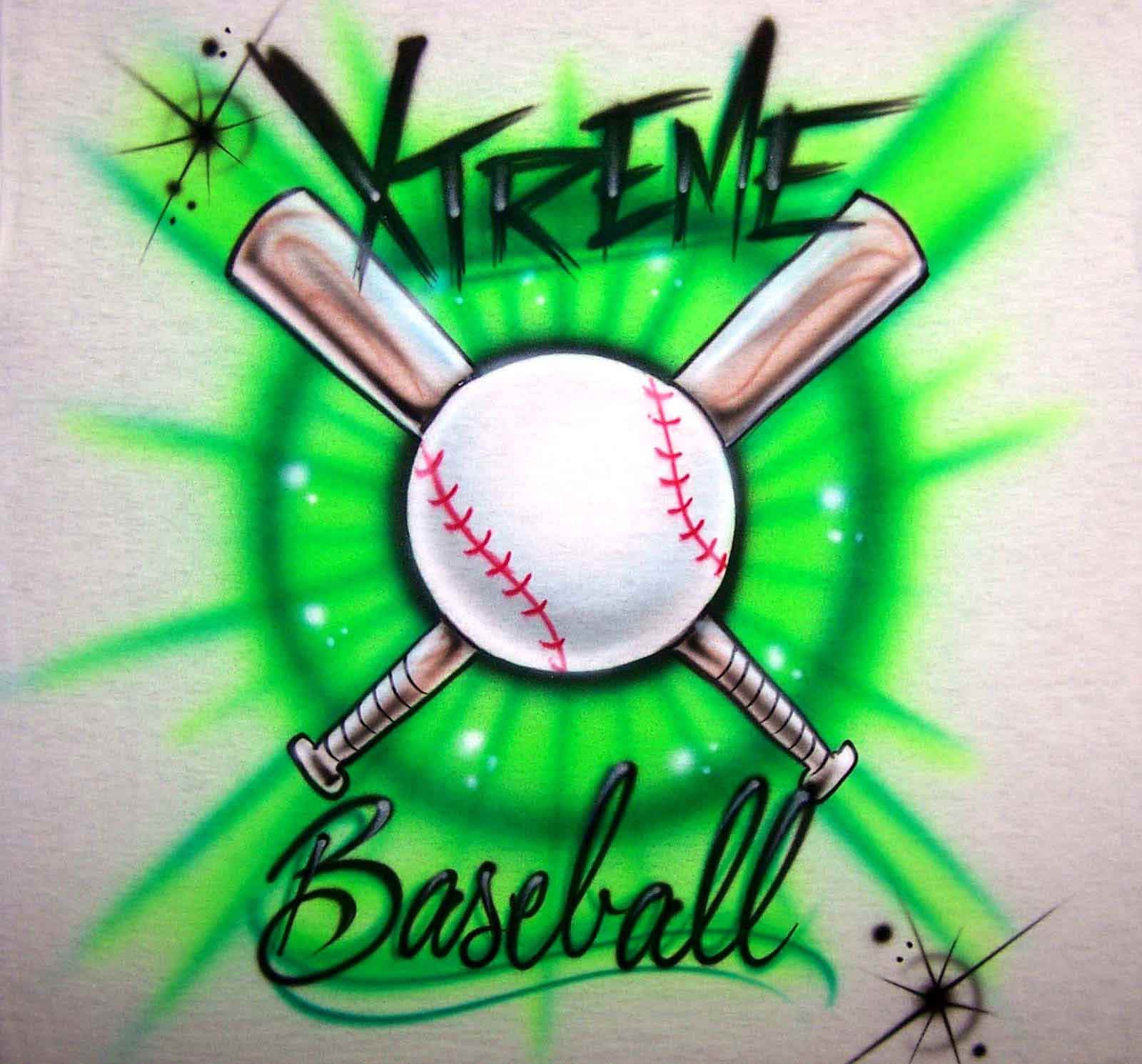 Baseball crossed bats team sport airbrushed shirt