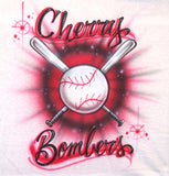 Baseball team airbrushed shirt front design