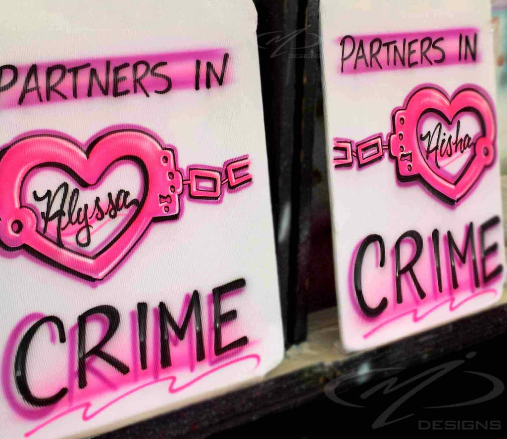 Set of 2 Airbrushed Partners in Crime B.F.F Personalized Shirts