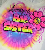 Big Sister airbrush flower personalized shirt