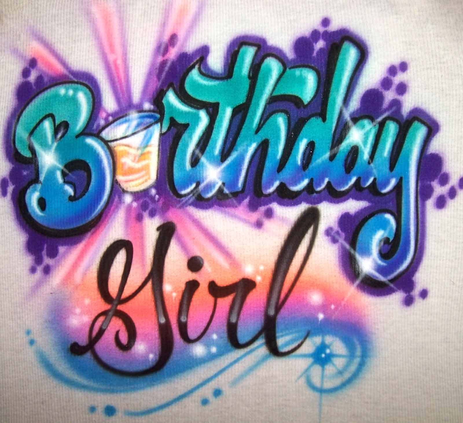 Birthday Girl Shot Glass Airbrush Party T-Shirt Sweatshirt Hoodie