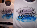 Bride and Flower Girl Airbrushed Wedding Party T-Shirt