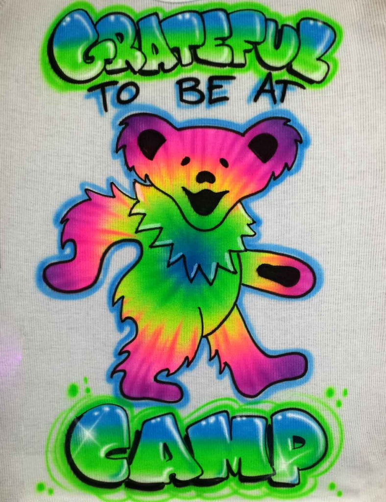 Airbrushed Tie Dye Dancing Bear Camp Shirt