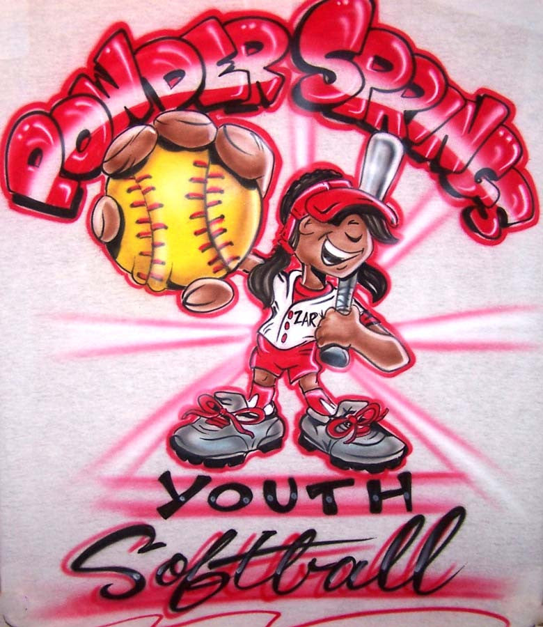 Softball Player Character Custom Airbrushed Team Shirt