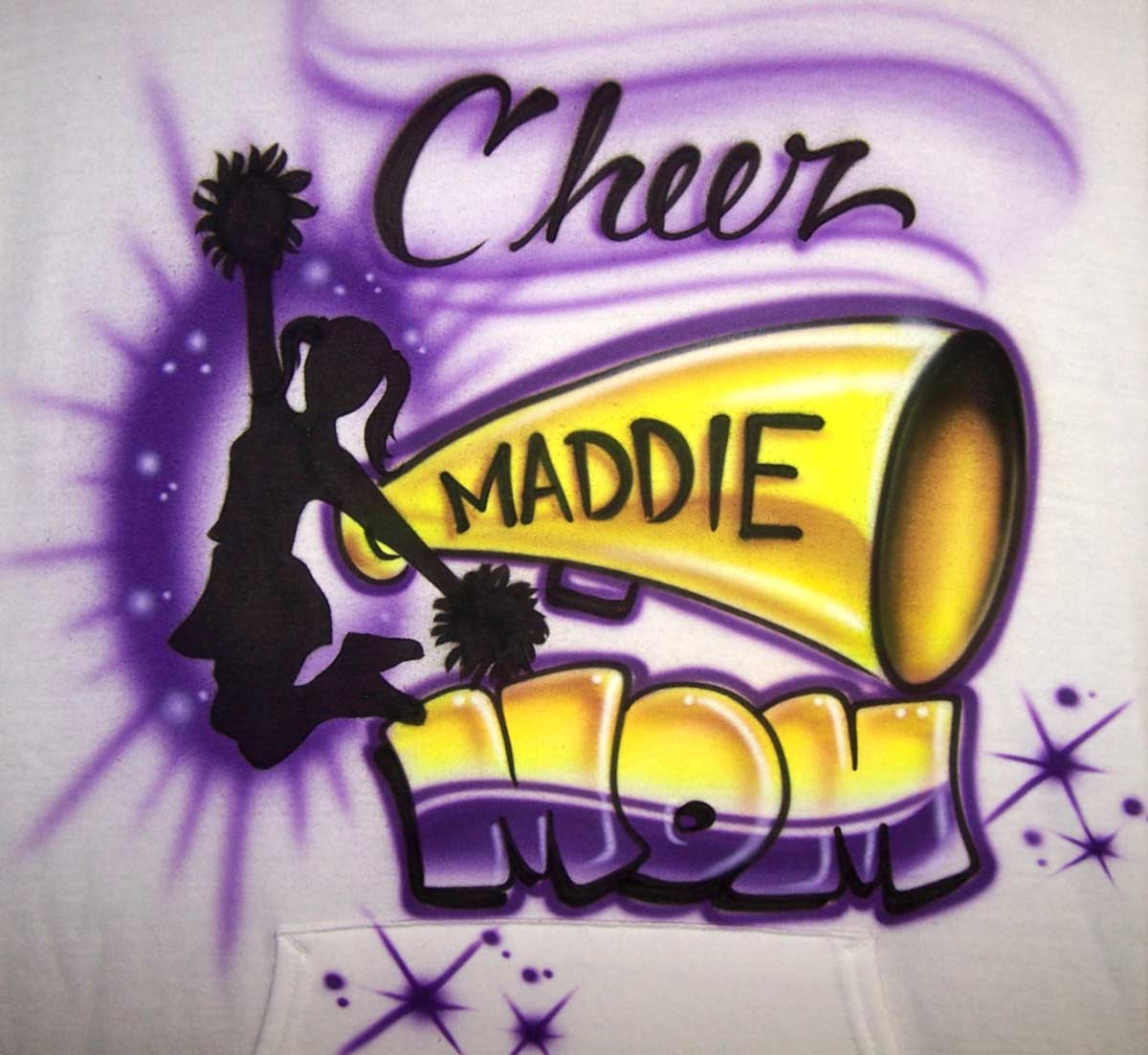Cheer Mom Megaphone Cheerleader Airbrushed Shirt