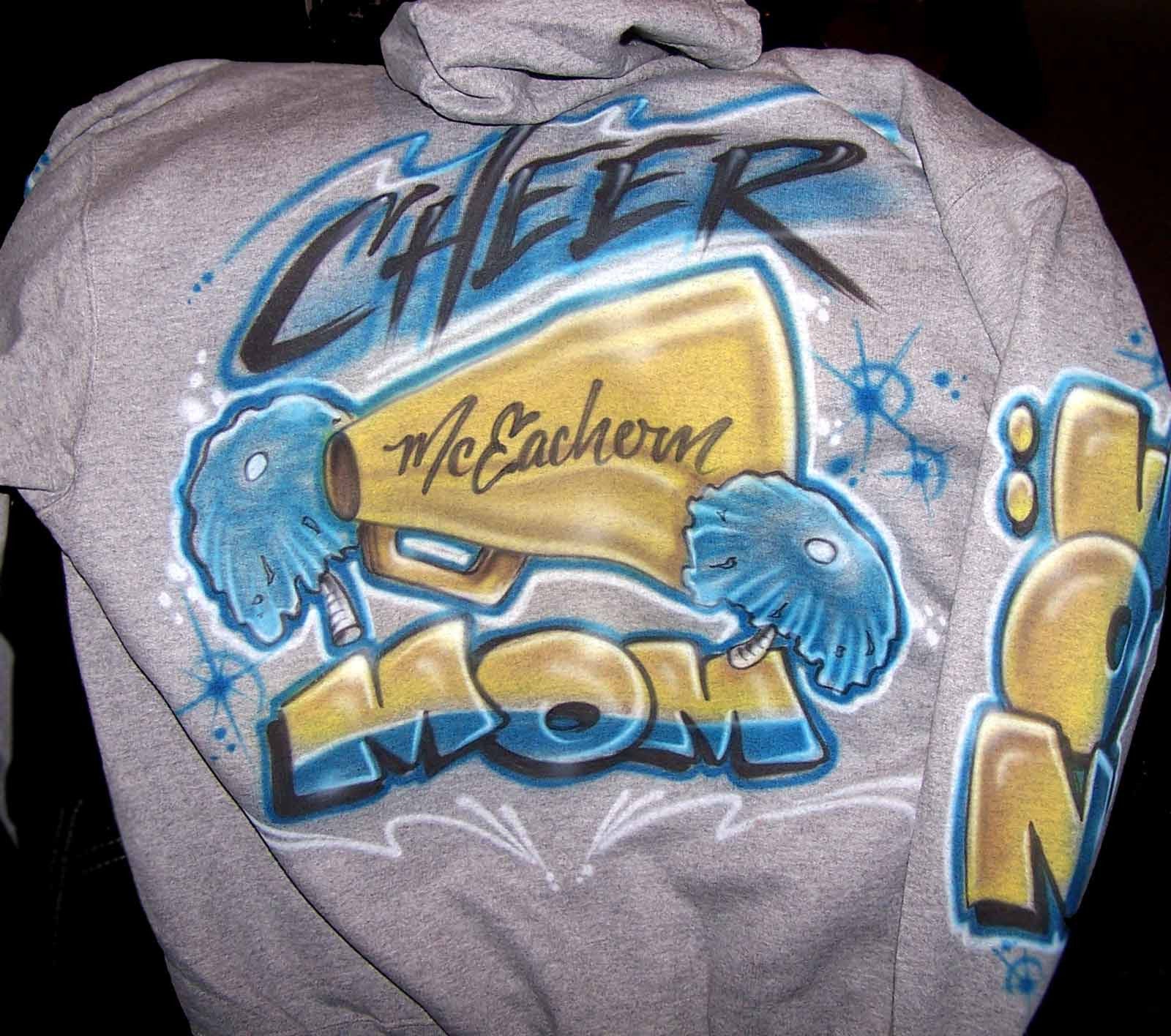 Cheer Mom Megaphone Pom Poms Airbrushed Sweatshirt